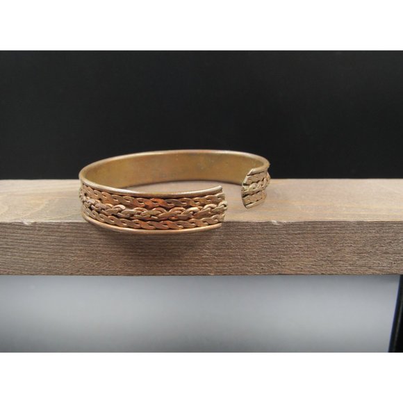 6.5" Copper Rustic Braided Cuff Bracelet Vintage Elegant Beautiful Everyday - Picture 2 of 6